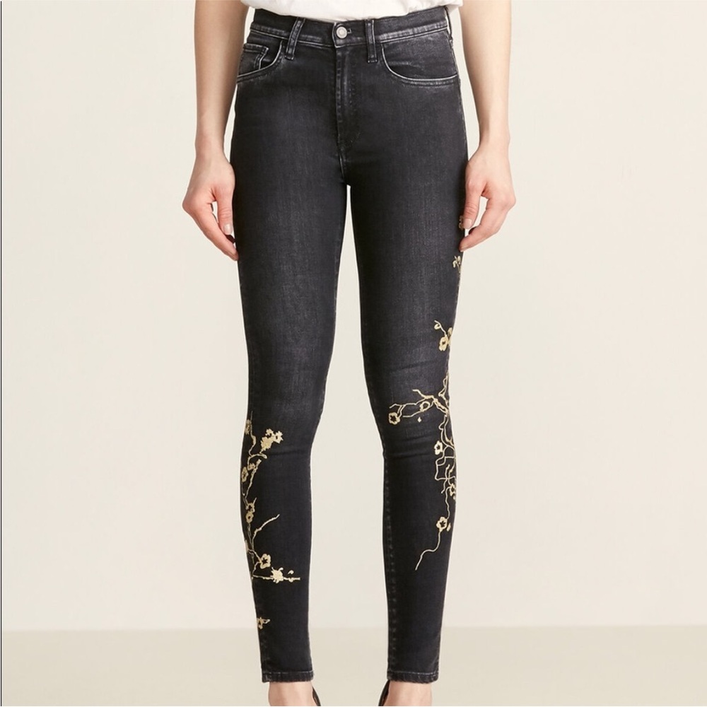 Marcelo Burlon Floral Embroidered High Rise Jeans